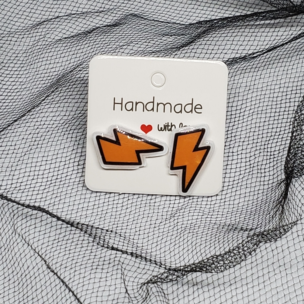 🌺 Shrink Plastic Lighting Bolt Stud Earrings